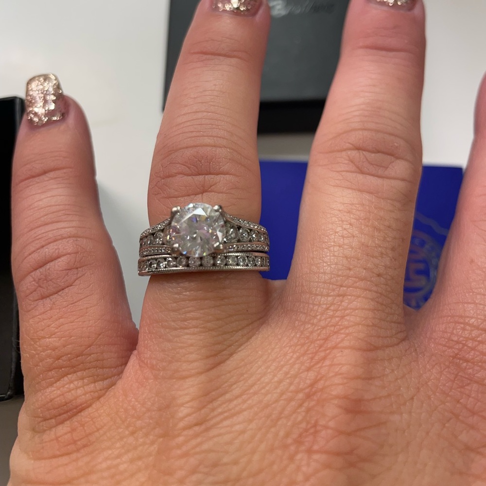 Tacori 18K White Gold Engagement Wedding Band Set